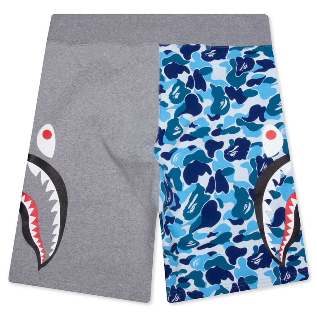 A BATHING APE Abc Camo Side Shark Sweat Shorts - Blue