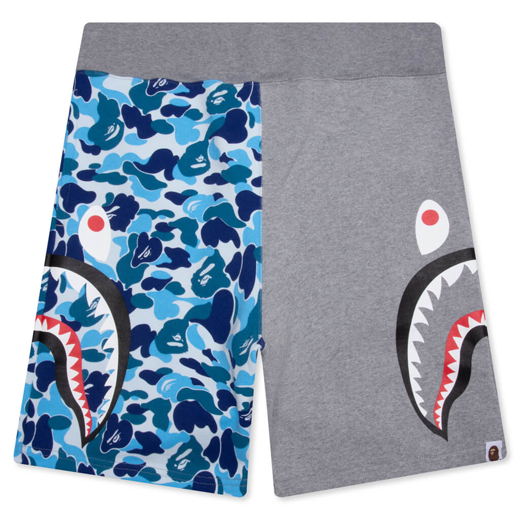 A BATHING APE Abc Camo Side Shark Sweat Shorts - Blue