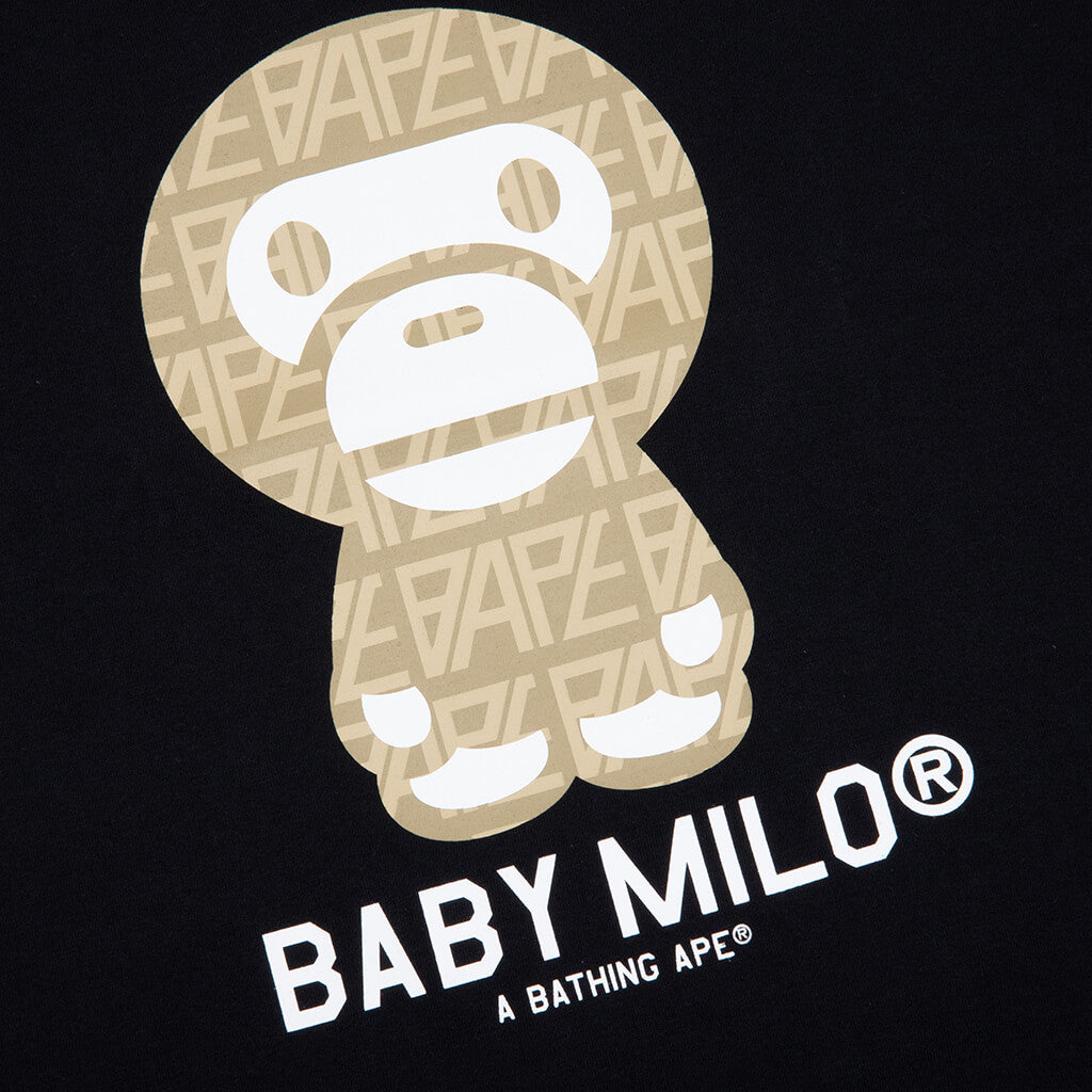 A BATHING APE Bape Logo Monogram Baby Milo Tee  - Black/Beige
