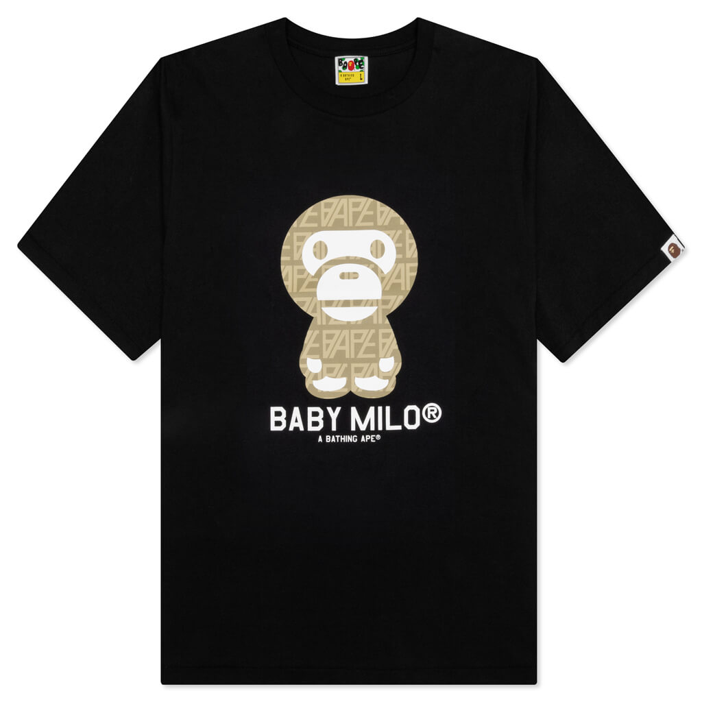 A BATHING APE Bape Logo Monogram Baby Milo Tee  - Black/Beige