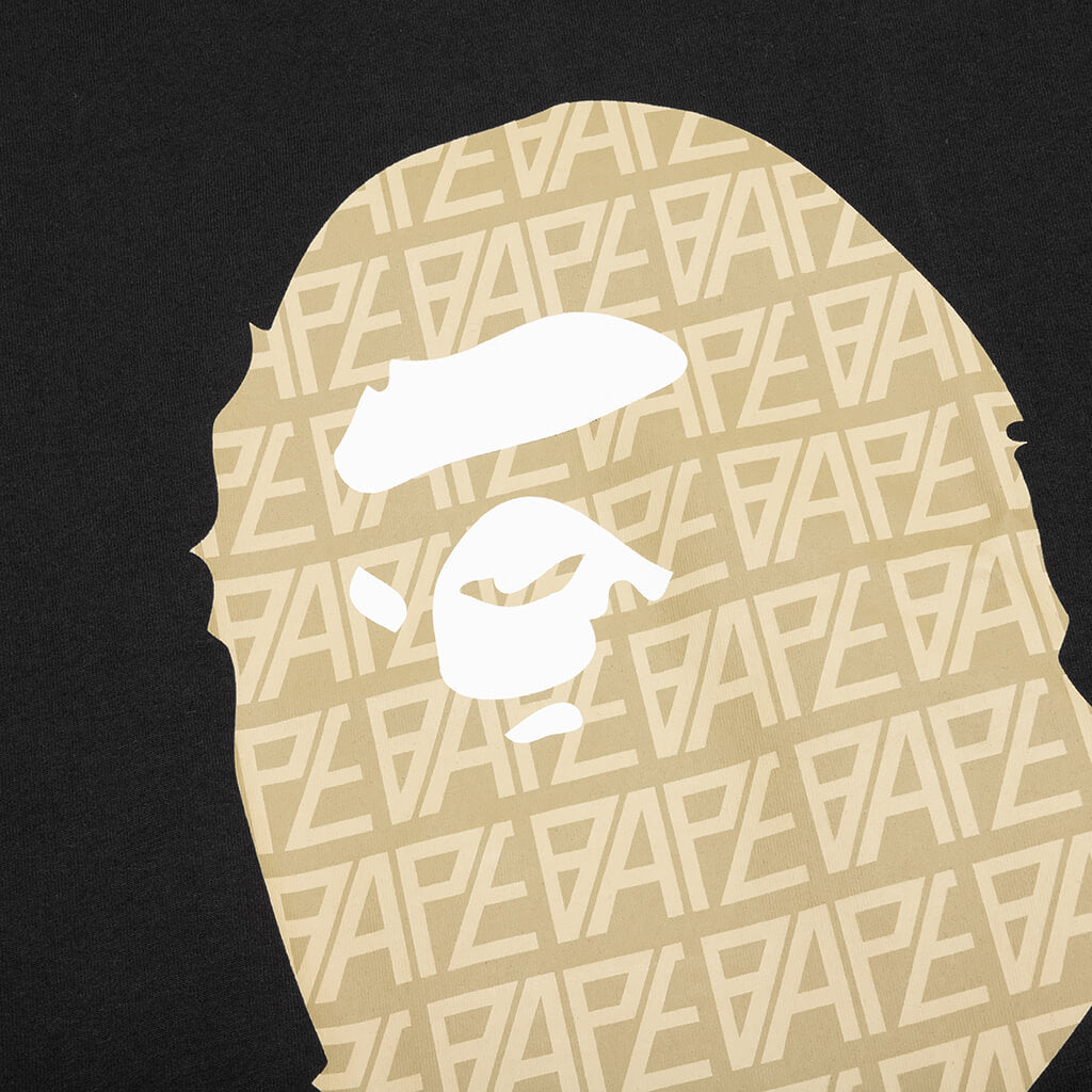 A BATHING APE Bape Logo Monogram By Bathing Ape Tee - Black/Beige