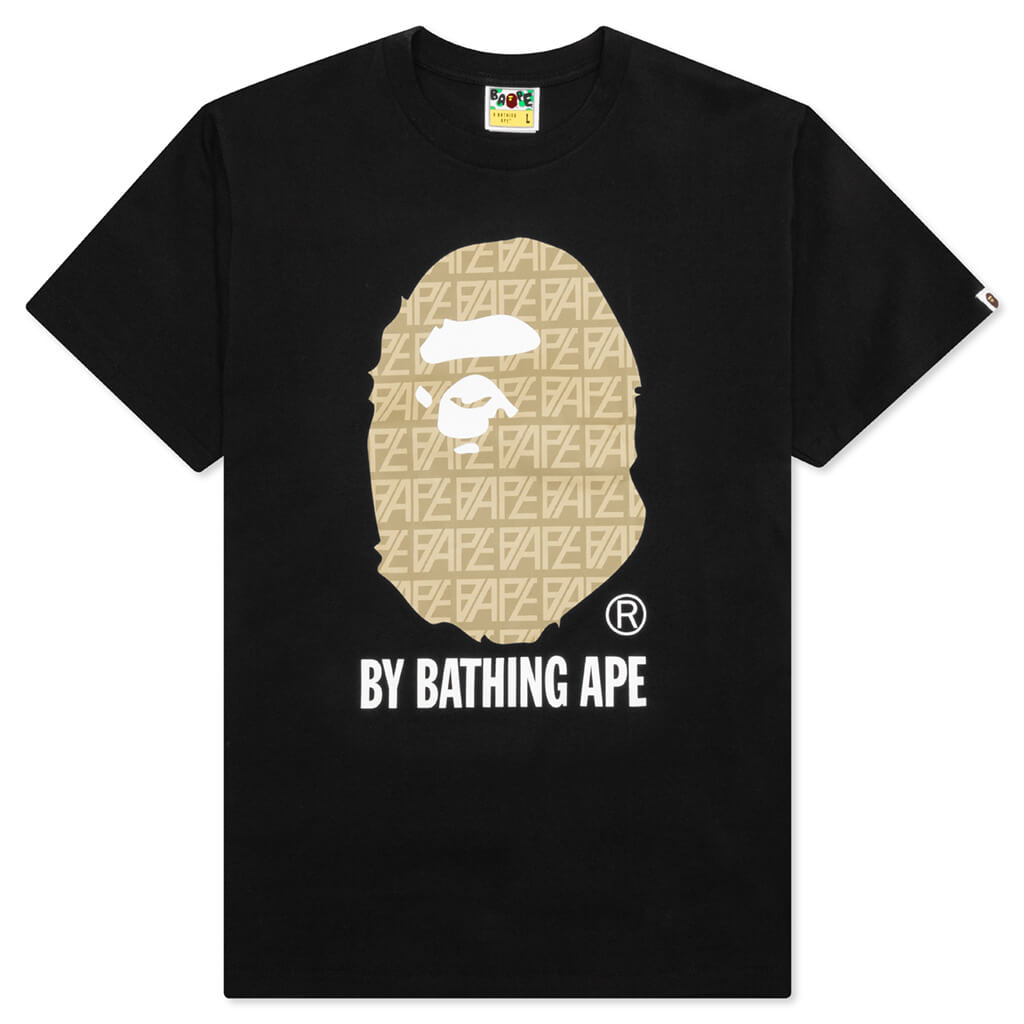 A BATHING APE Bape Logo Monogram By Bathing Ape Tee - Black/Beige