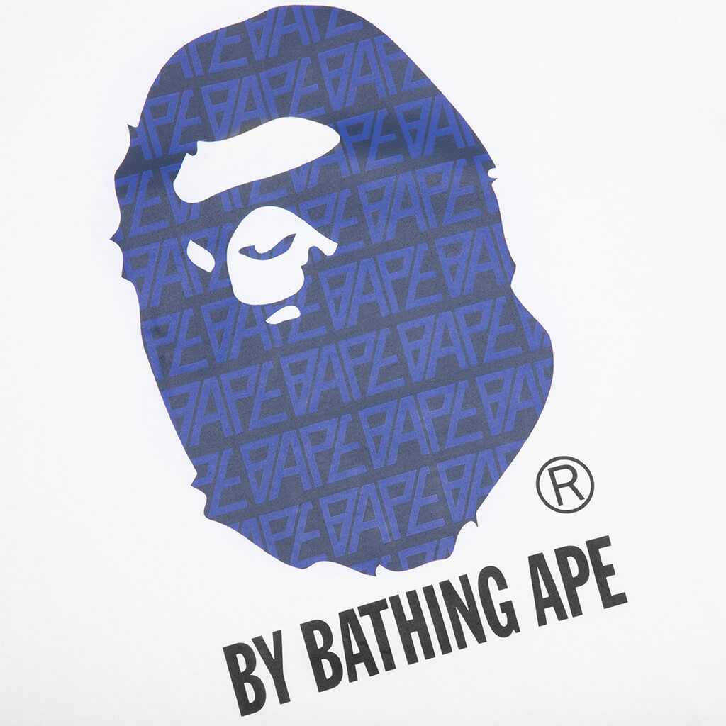 A BATHING APE Bape Logo Monogram By Bathing Ape Tee - White/Navy