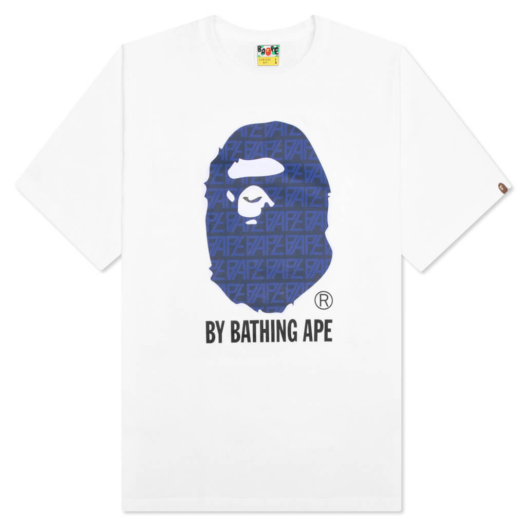A BATHING APE Bape Logo Monogram By Bathing Ape Tee - White/Navy