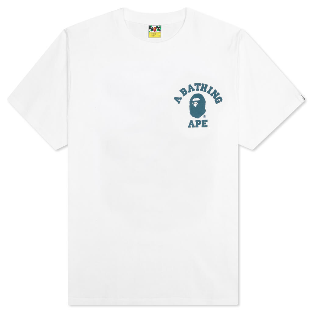 A BATHING APE Bape Speed Racer College Ats Tee - White/Blue