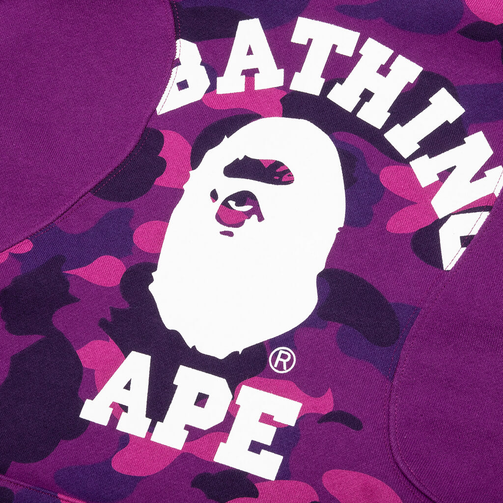 A BATHING APE Color Camo College Cutting Relaxed Fit Hoodie - Purple
