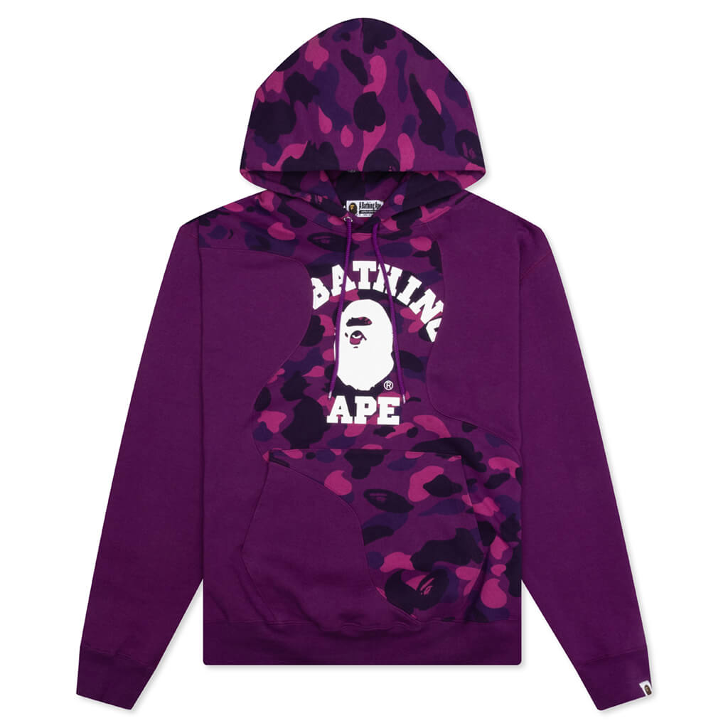 A BATHING APE Color Camo College Cutting Relaxed Fit Hoodie - Purple
