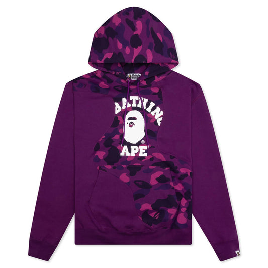 A BATHING APE Color Camo College Cutting Relaxed Fit Hoodie - Purple