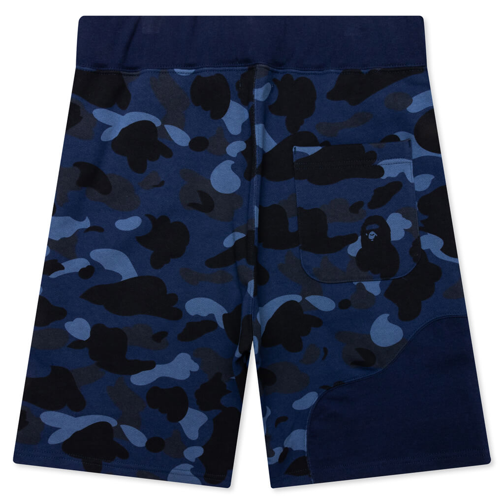 A BATHING APE Color Camo Cutting Sweat Shorts - Navy