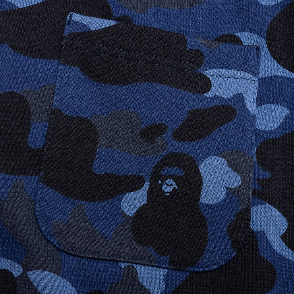 A BATHING APE Color Camo Cutting Sweat Shorts - Navy
