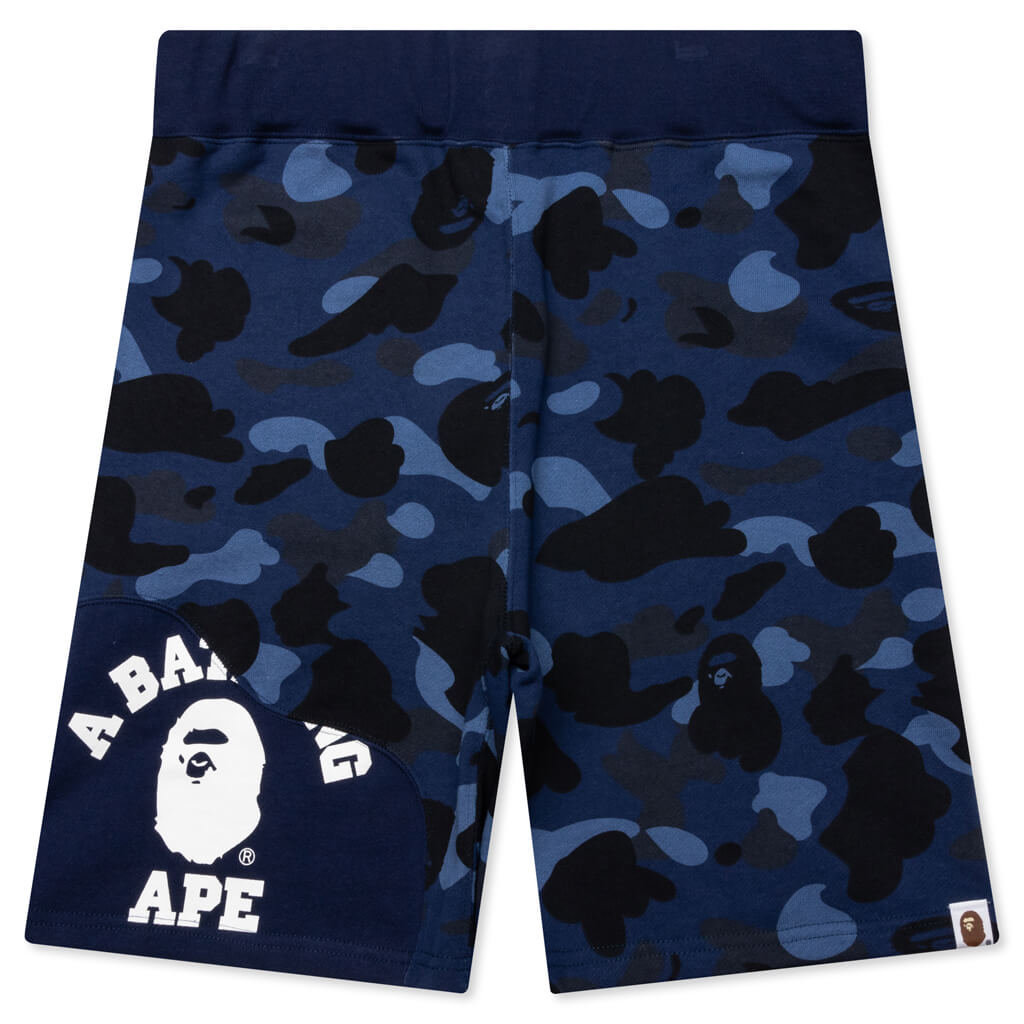 A BATHING APE Color Camo Cutting Sweat Shorts - Navy