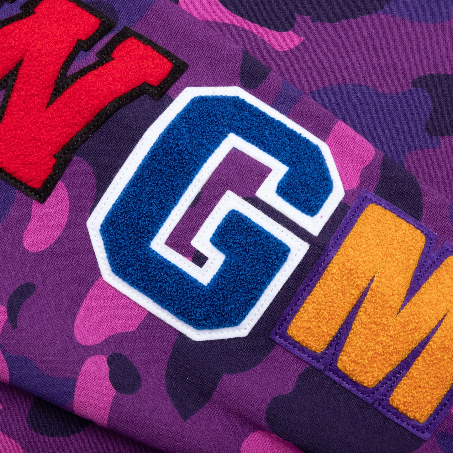 A BATHING APE Color Camo Embroidery Shark Crewneck - Purple