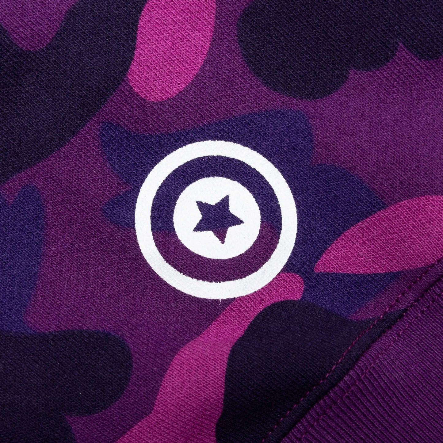 A BATHING APE Color Camo Embroidery Shark Crewneck - Purple