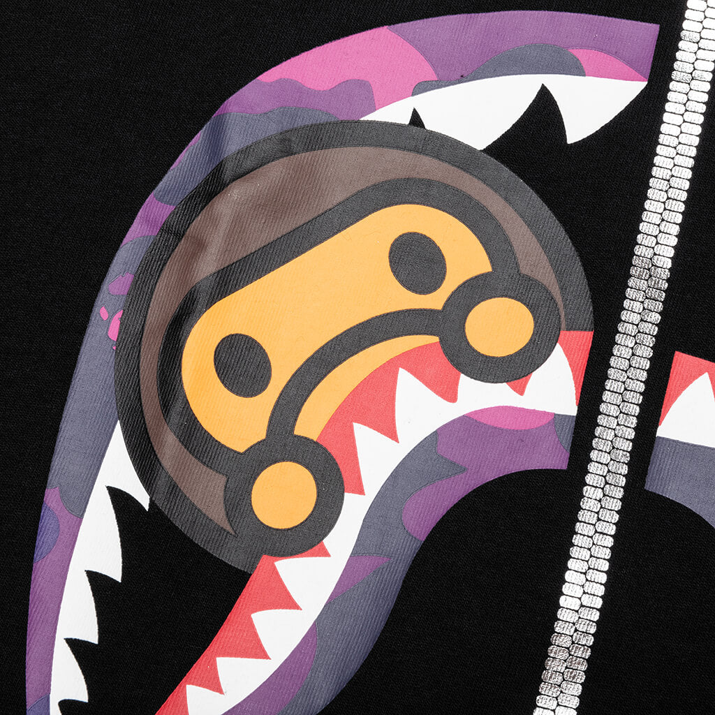 A BATHING APE Color Camo Milo Shark Tee - Black/Purple