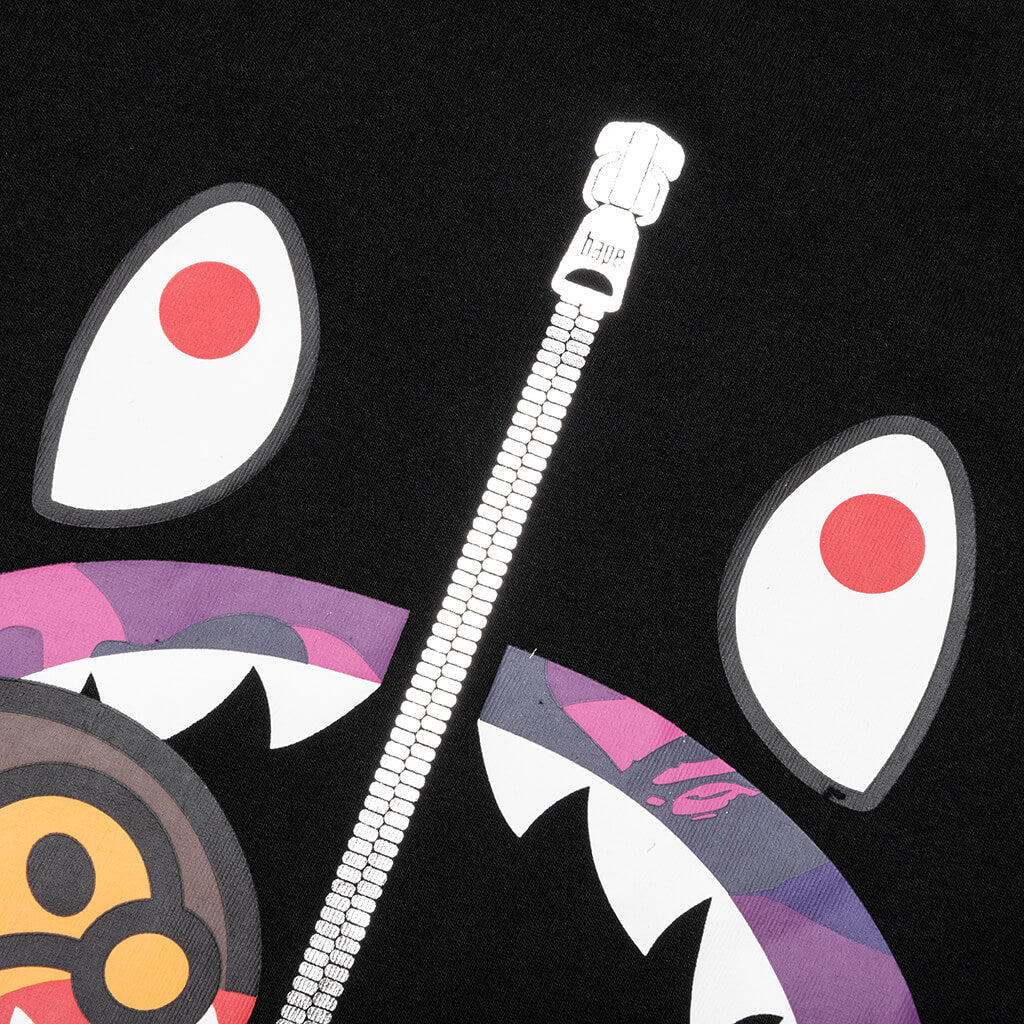 A BATHING APE Color Camo Milo Shark Tee - Black/Purple