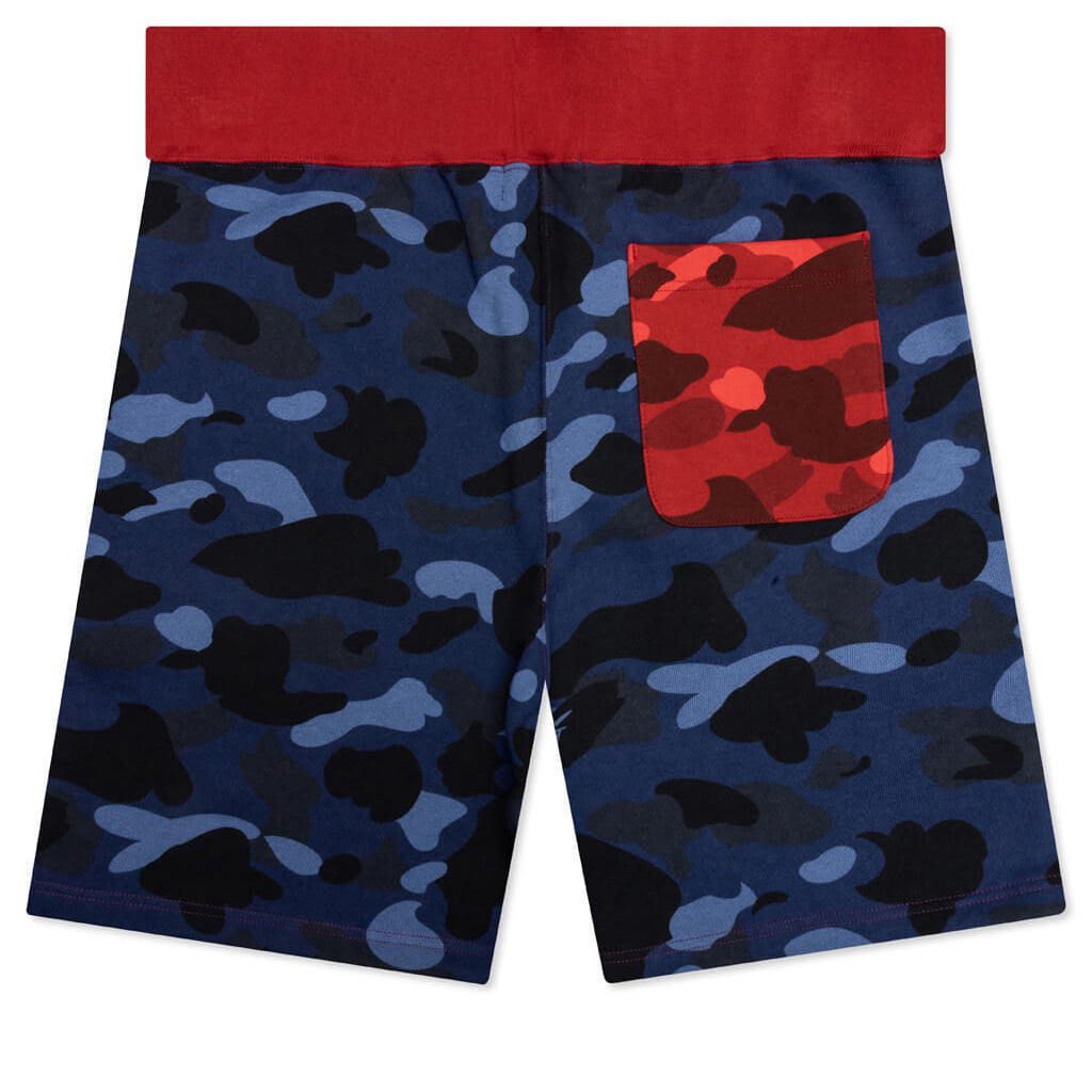 A BATHING APE Crazy Camo Shark Sweat Shorts - Purple