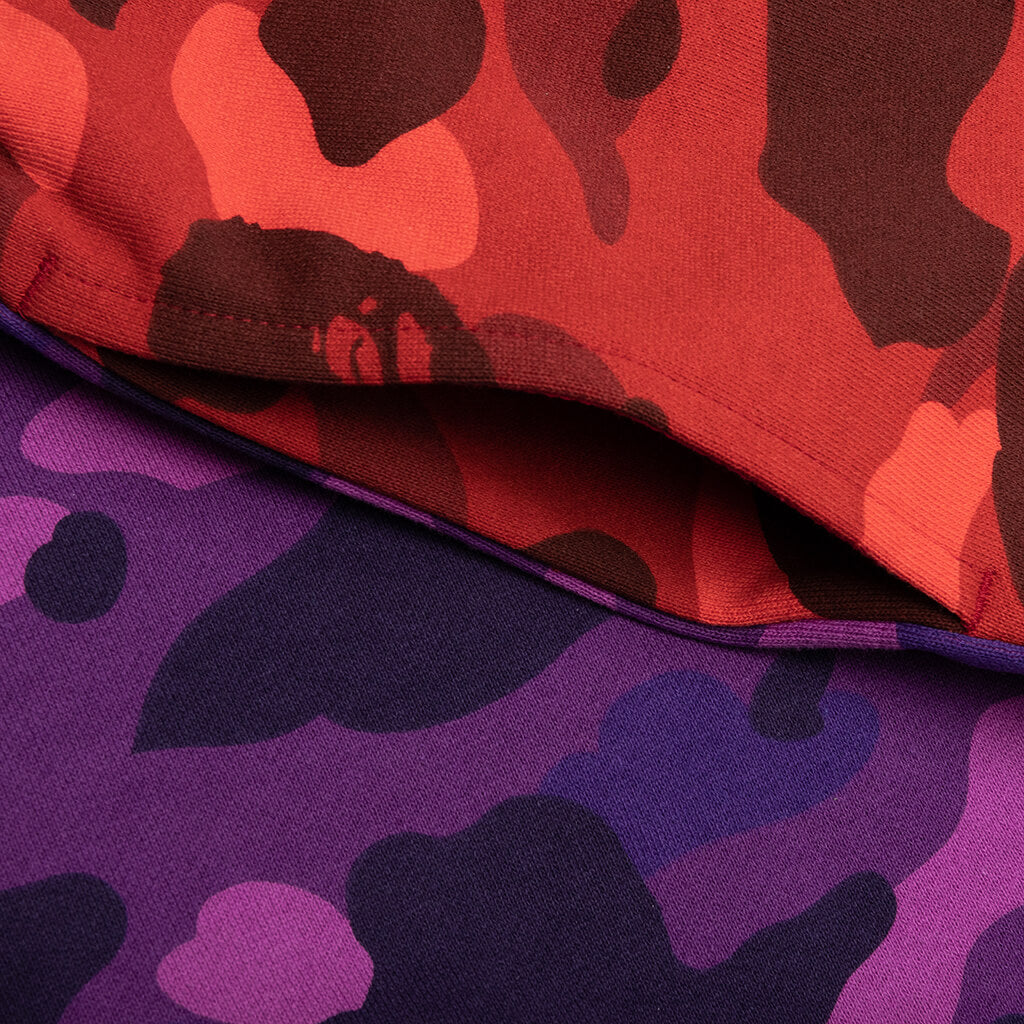 A BATHING APE Crazy Camo Shark Sweat Shorts - Red