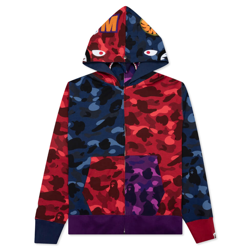 A BATHING APE Crazy Shark Wide Fit Full Zip Double Hoodie - Multi