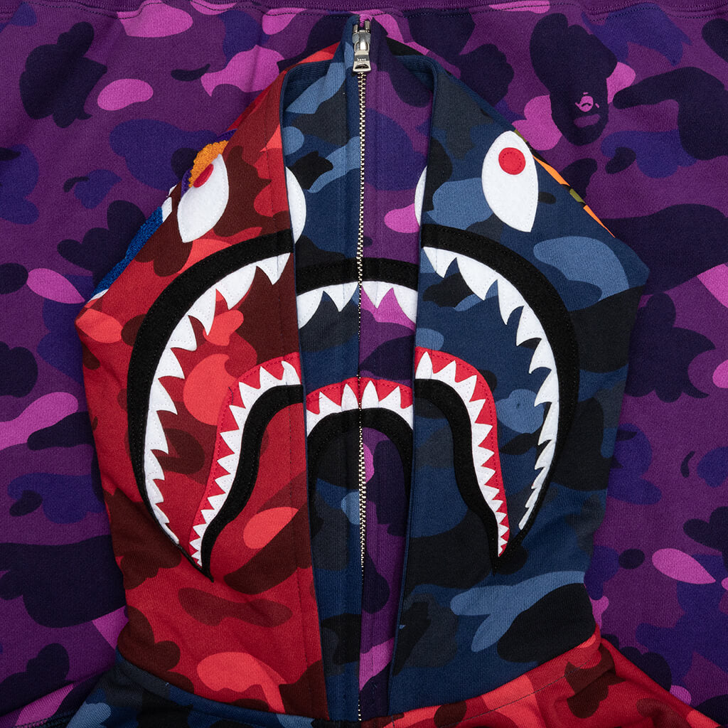 A BATHING APE Crazy Shark Wide Fit Full Zip Double Hoodie - Multi