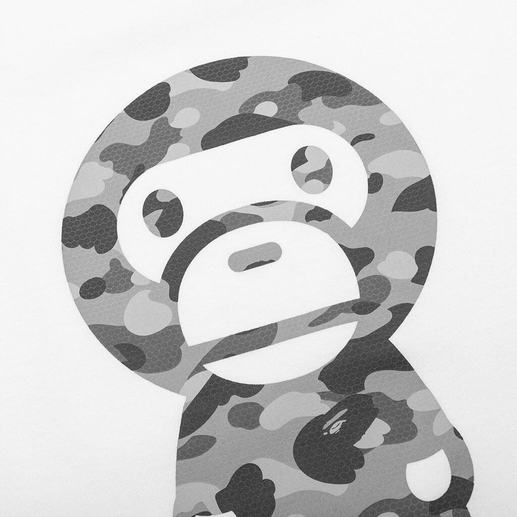 A BATHING APE Honeycomb Camo Baby Milo Tee - White/Grey