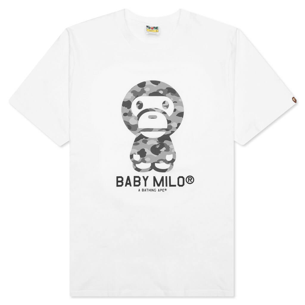 A BATHING APE Honeycomb Camo Baby Milo Tee - White/Grey