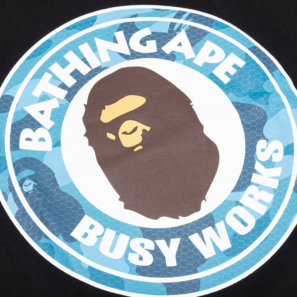 A BATHING APE Honeycomb Camo Busy Works Tee - Black/Blue