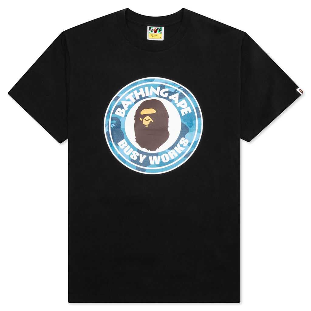A BATHING APE Honeycomb Camo Busy Works Tee - Black/Blue