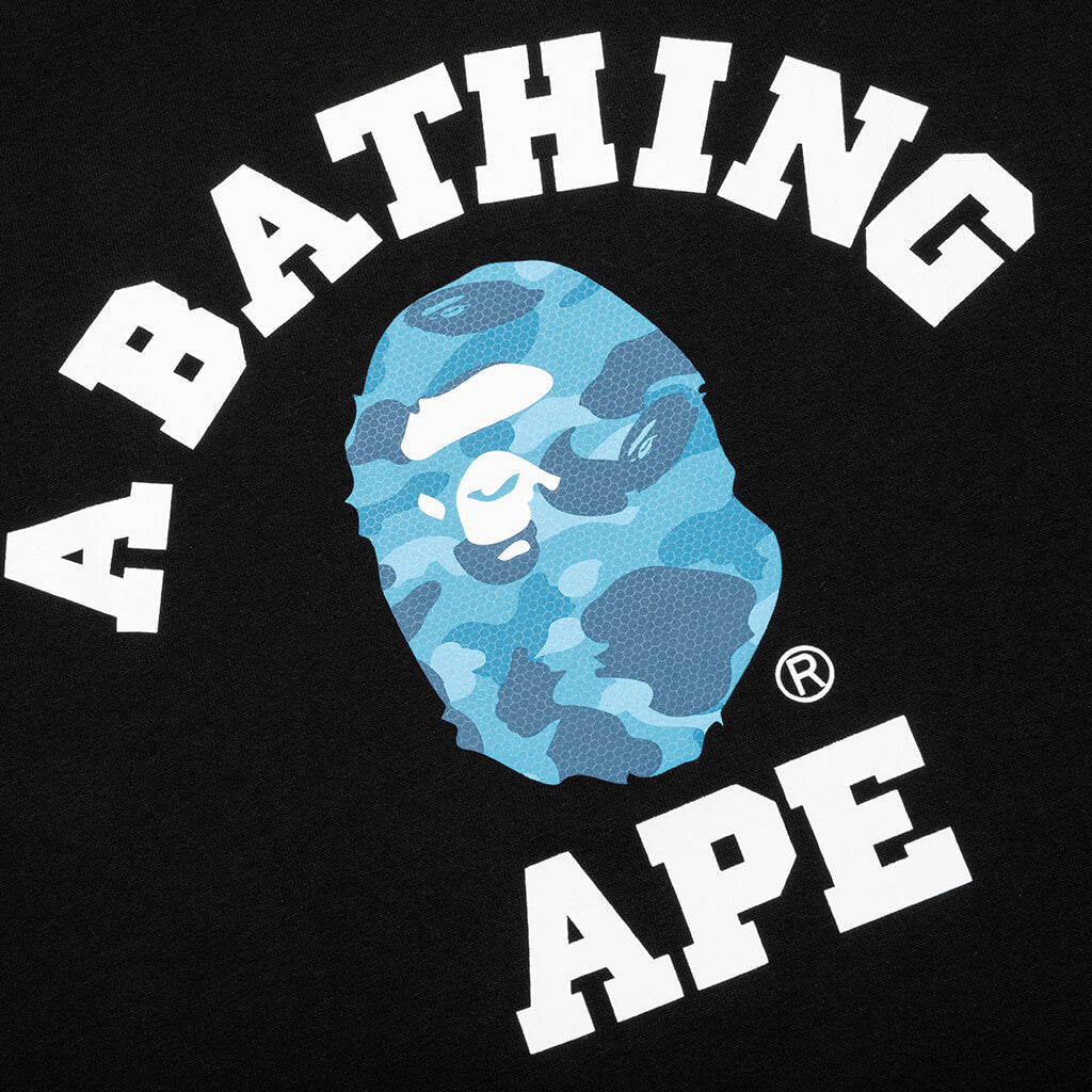 A BATHING APE Honeycomb Camo College Tee - Black/Blue