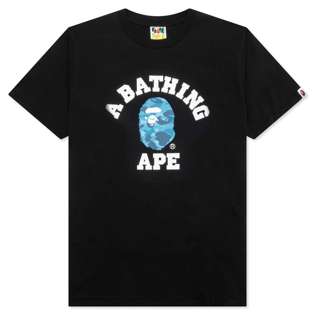 A BATHING APE Honeycomb Camo College Tee - Black/Blue