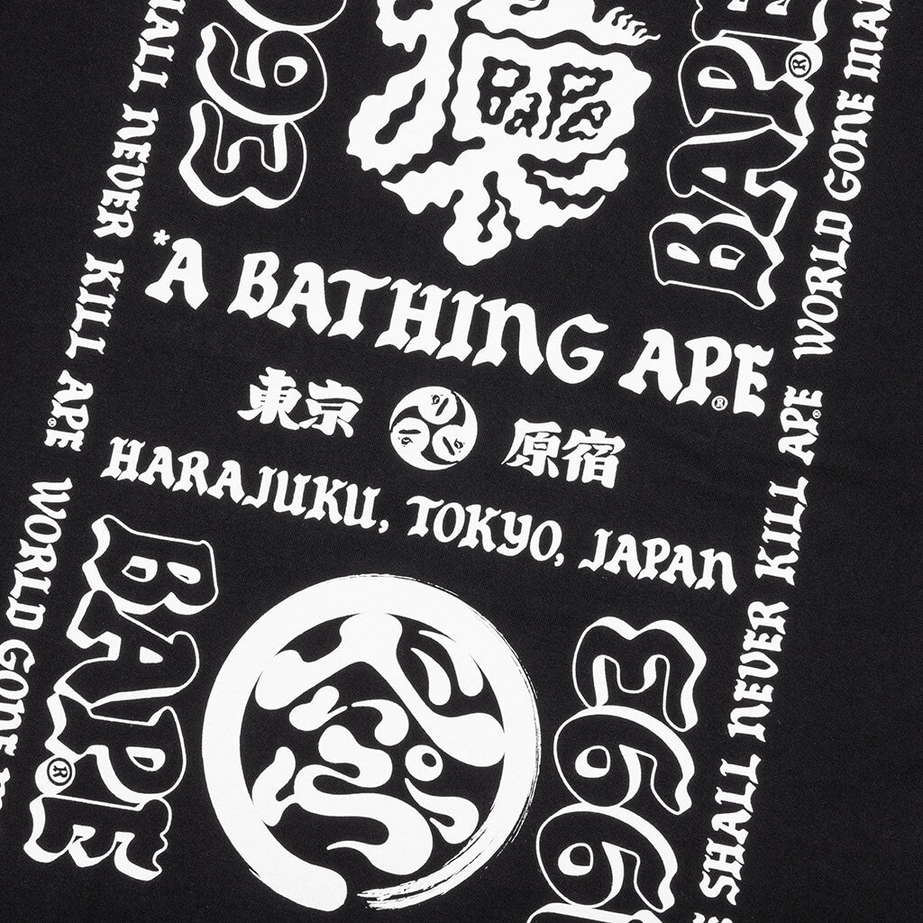 A BATHING APE Japan Culture LetteRed Tee - Black