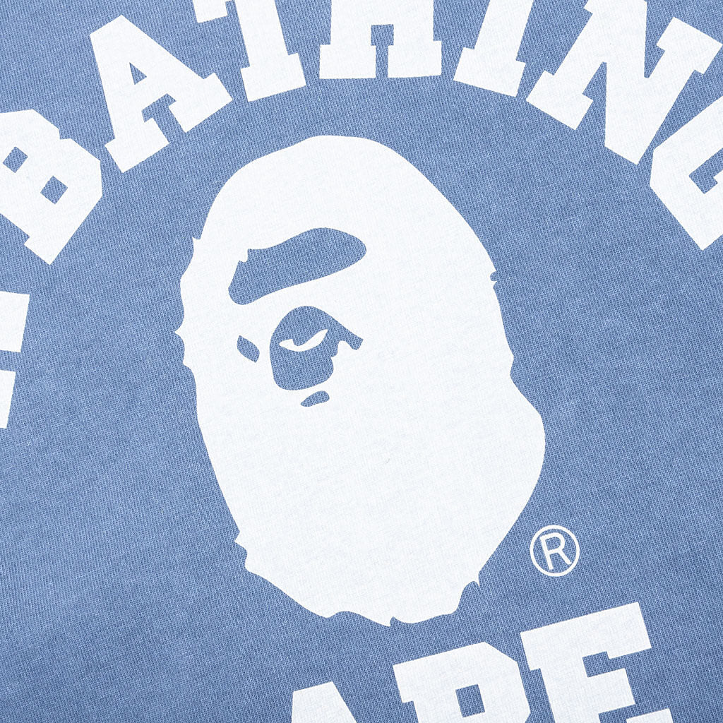 A BATHING APE Pigment Dyed College Relaxed Fit Tee - Navy