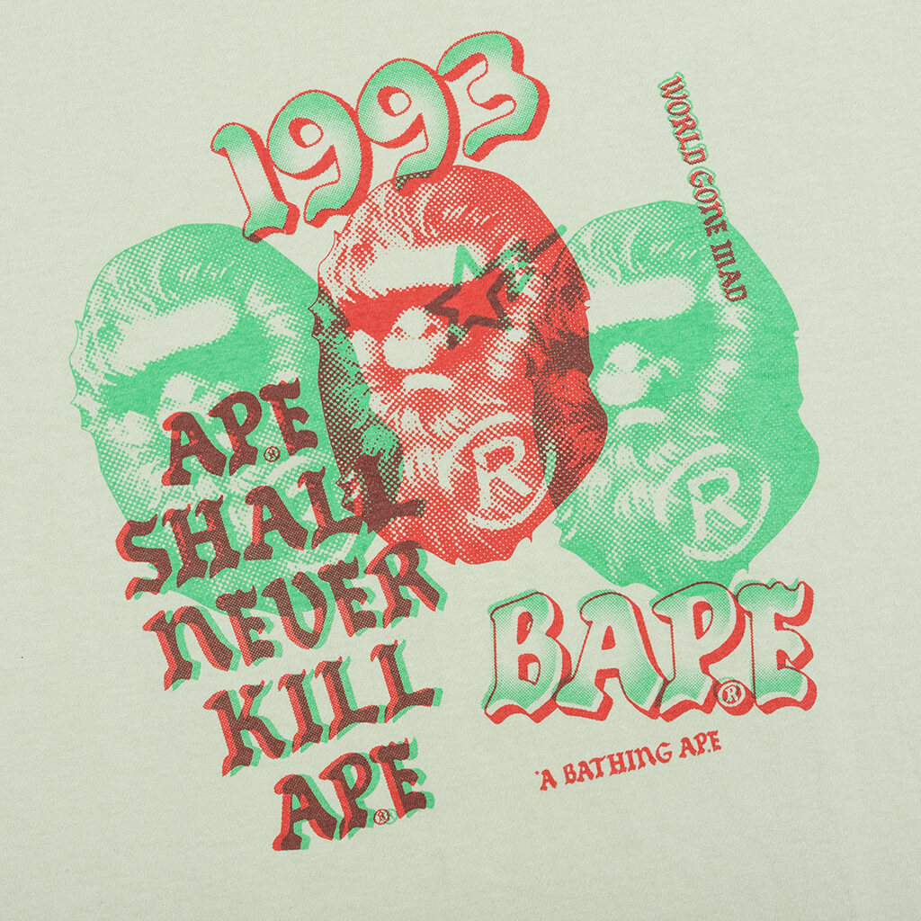A BATHING APE Pigment Three Ape Head Tee - Green