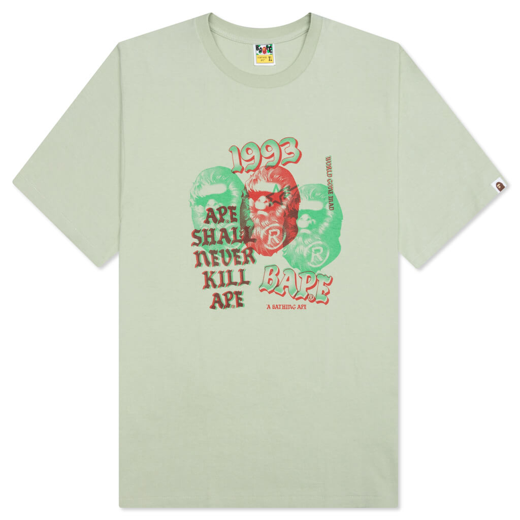 A BATHING APE Pigment Three Ape Head Tee - Green