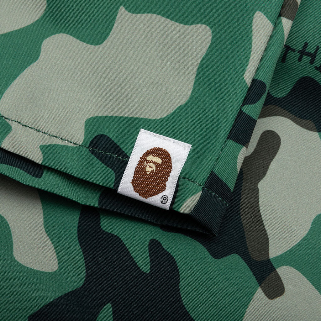 A BATHING APE Woodland Camo Beach Shorts - Olive Drab