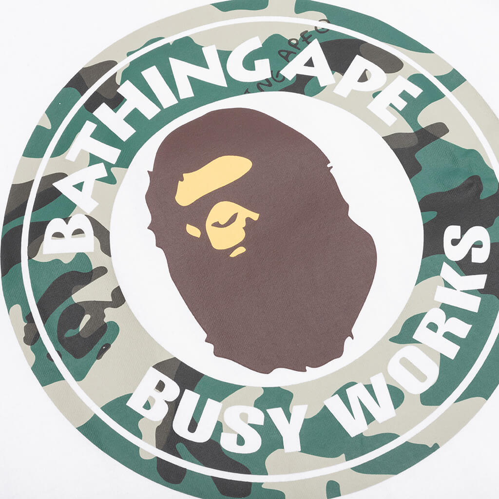 A BATHING APE Woodland Camo Busy Works Tee - White