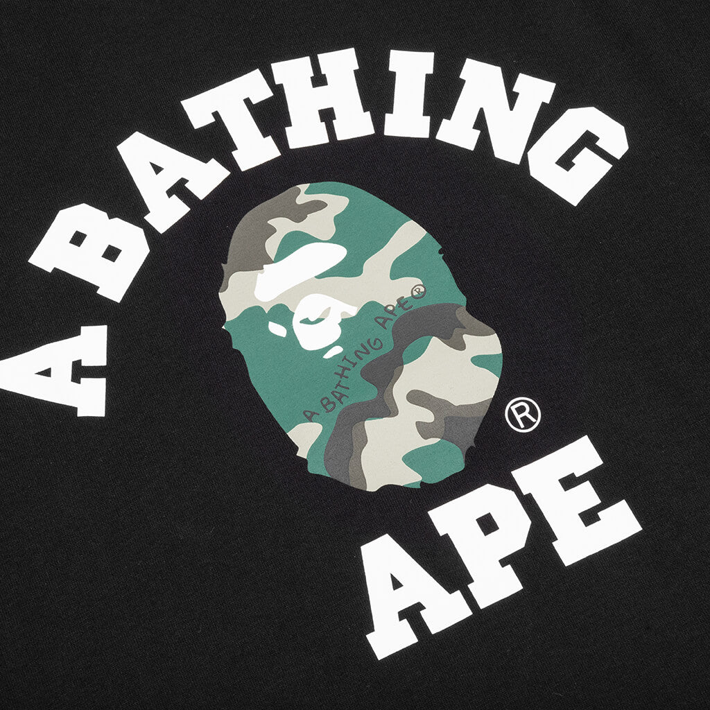 A BATHING APE Woodland Camo College Tee  - Black