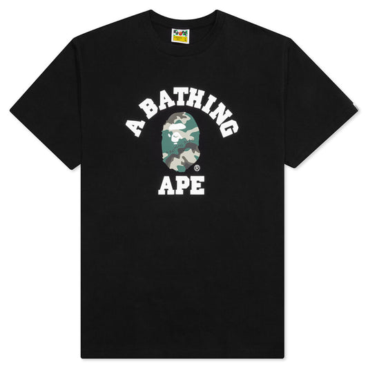 A BATHING APE Woodland Camo College Tee  - Black