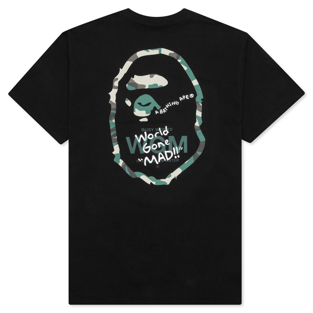 A BATHING APE Woodland Camo Wgm Ape Head Tee - Black