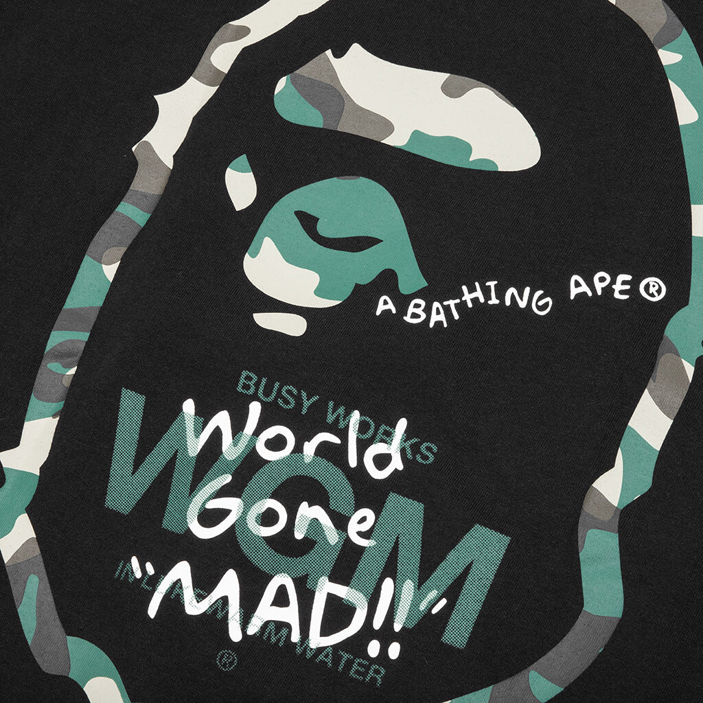 A BATHING APE Woodland Camo Wgm Ape Head Tee - Black