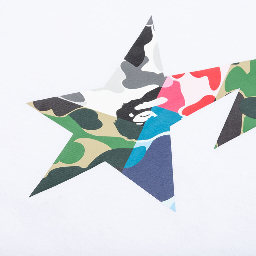 A BATHING APE ABC Camo Crazy Bape Sta Logo Tee - White