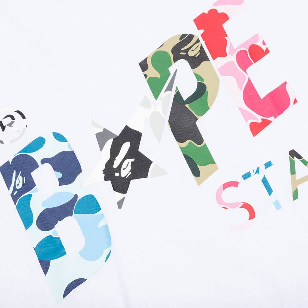 A BATHING APE ABC Camo Crazy Bape Sta Logo Tee - White
