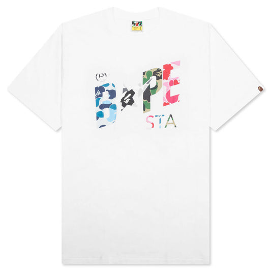 A BATHING APE ABC Camo Crazy Bape Sta Logo Tee - White