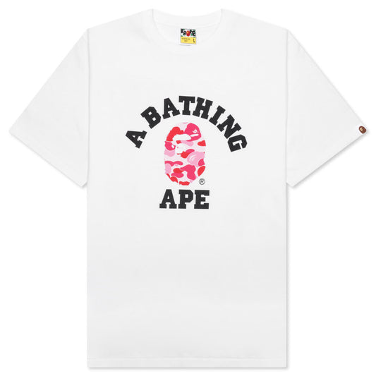 A BATHING APE ABC Camo College Tee - White/Pink