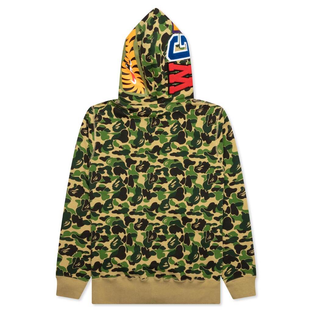 A BATHING APE Abc Camo Double Shark Full Zip Hoodie - Green