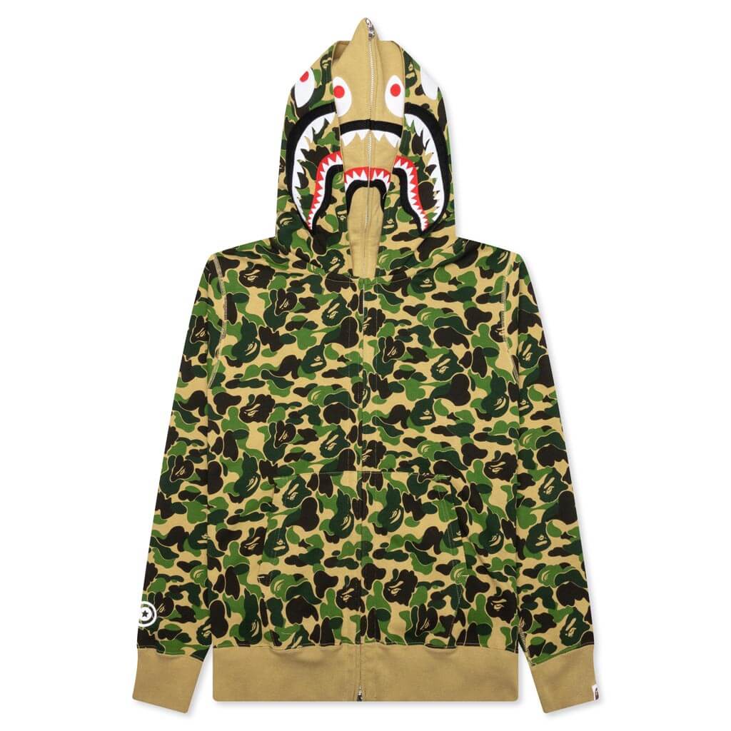 A BATHING APE Abc Camo Double Shark Full Zip Hoodie - Green