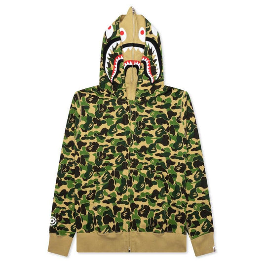 A BATHING APE Abc Camo Double Shark Full Zip Hoodie - Green