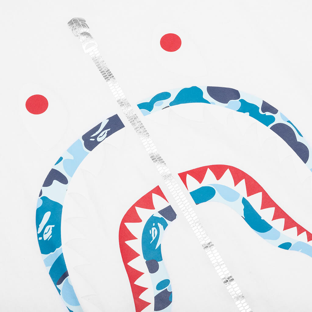 A BATHING APE ABC Camo Shark Tee - White/Blue