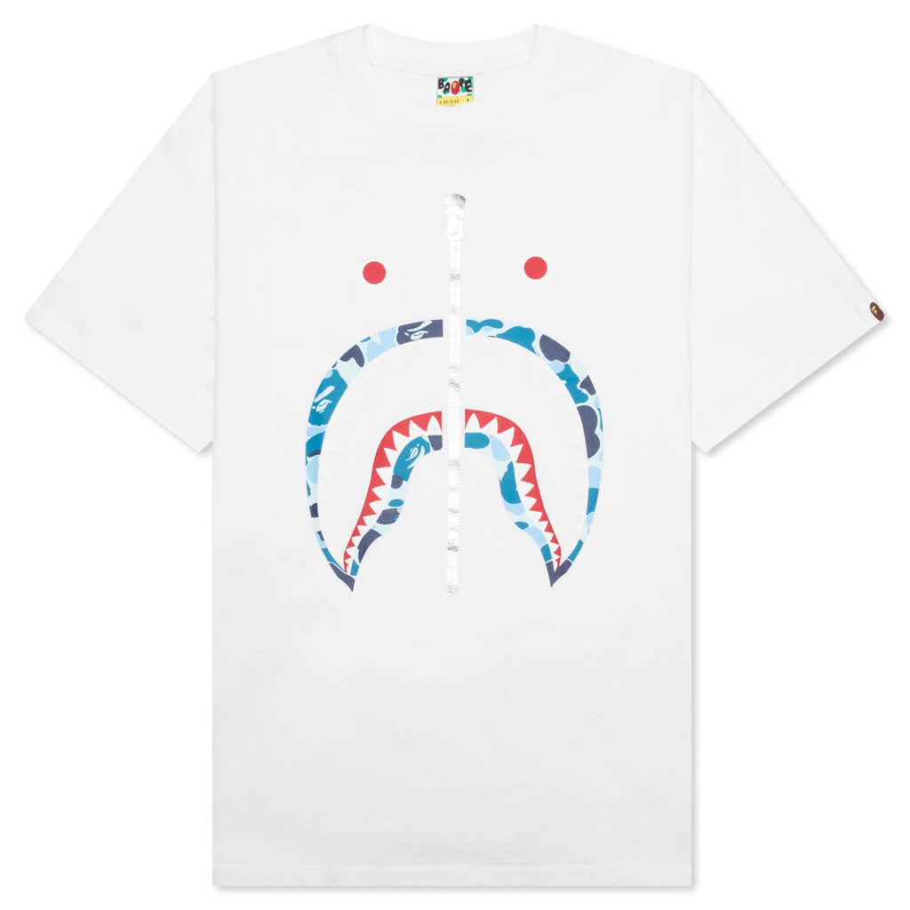 A BATHING APE ABC Camo Shark Tee - White/Blue