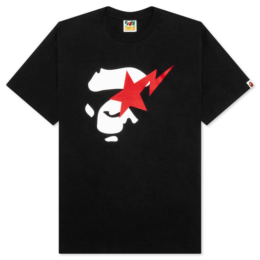 A BATHING APE Ape Face Sta Tee - Black