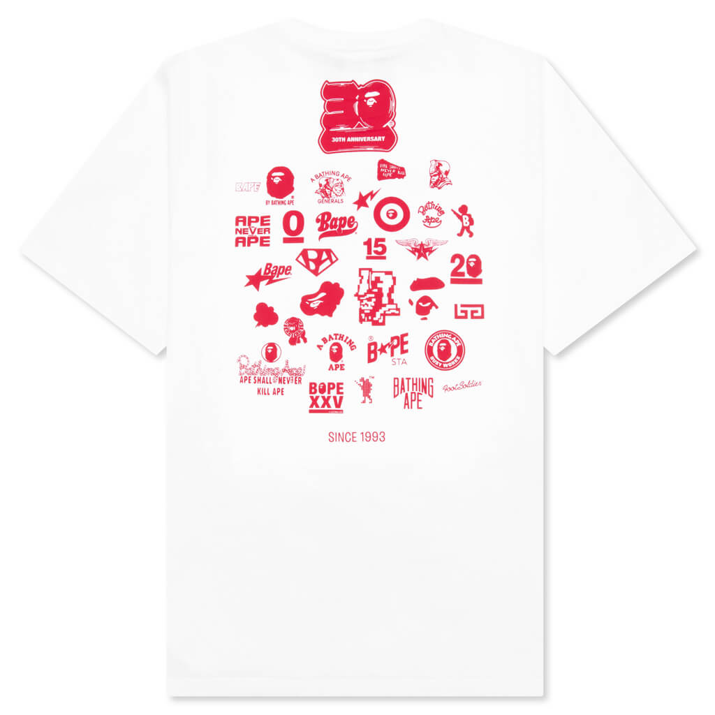 A BATHING APE Bape 30 Th Anniversary Tee #2 - White/Red